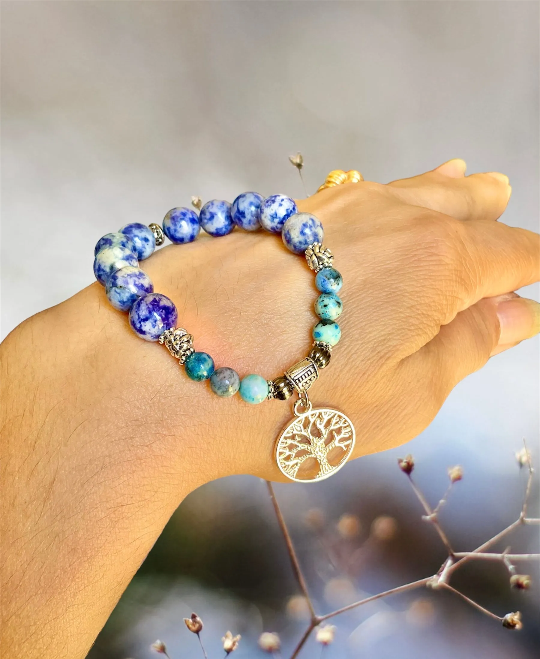 Sodalite Bracelet With Tibetan Silver Charms