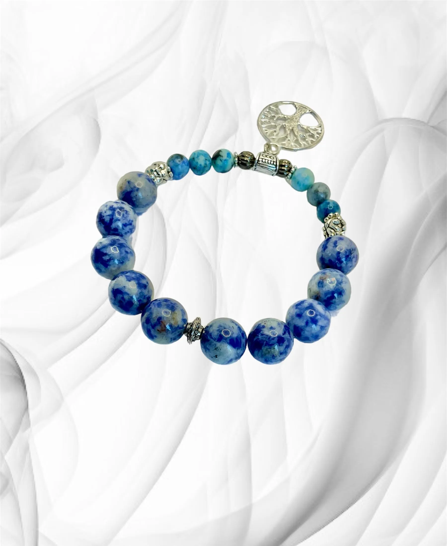 Sodalite Bracelet With Tibetan Silver Charms