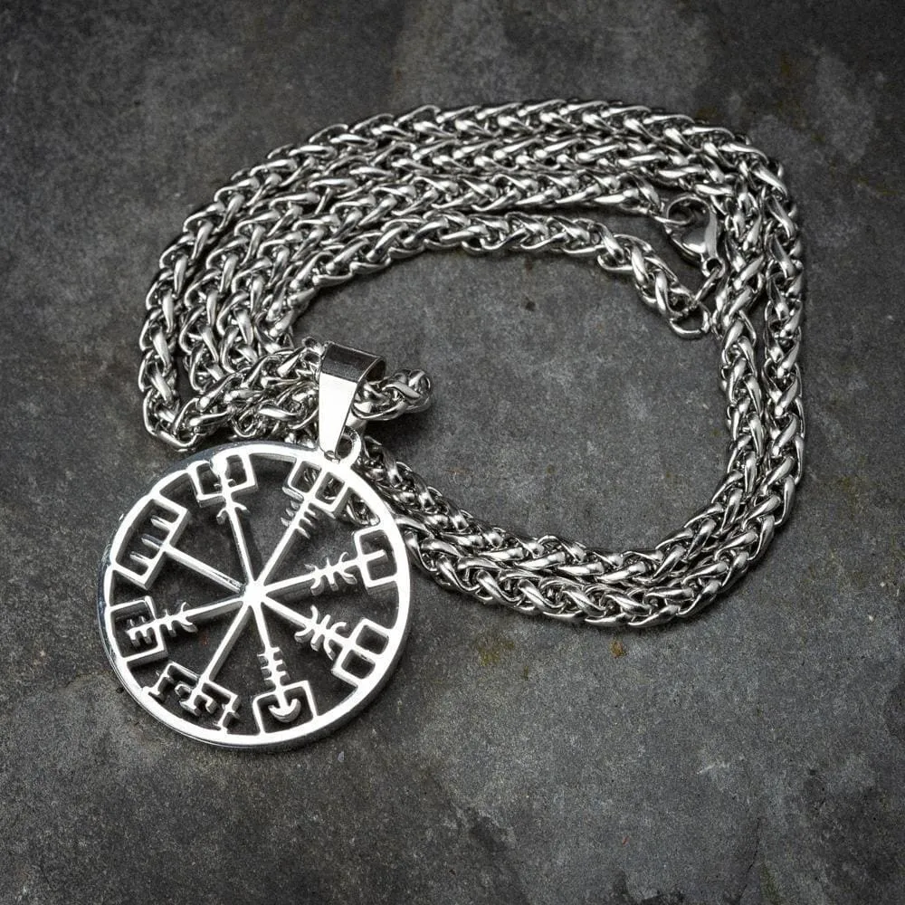 Stainless Steel Open Vegvisir Necklace