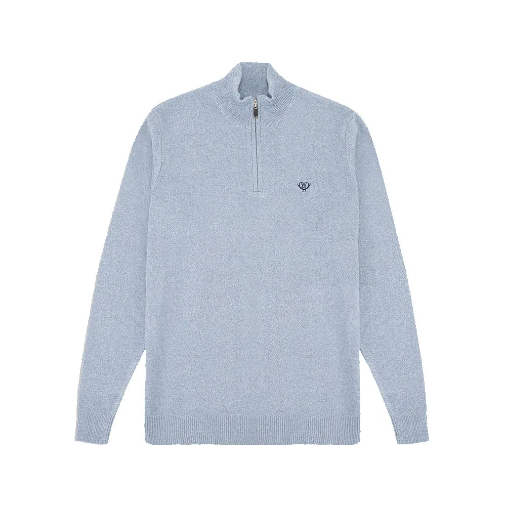 Walker & Hunt - Blue Twist Knitted 1/4 Zip